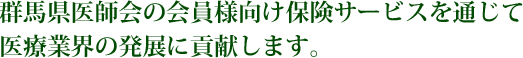群馬県医師会の会員様向け保険サービスを通じて医療業界の発展に貢献します。